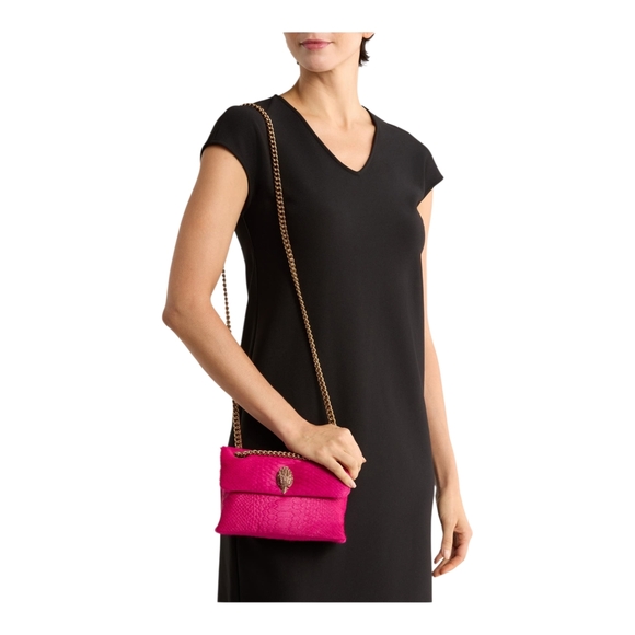 Kurt Geiger Vibrant Pink Shoulder Bag with Gold Chain - Picture 7 of 16